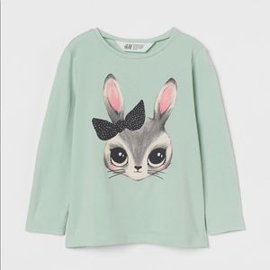 H&M Girls - Printed Long Sleeve Jersey Top - Size 5T